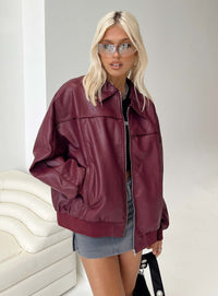 Goldsmith Suni Deri Bomber Ceket - Bordo - Phentora