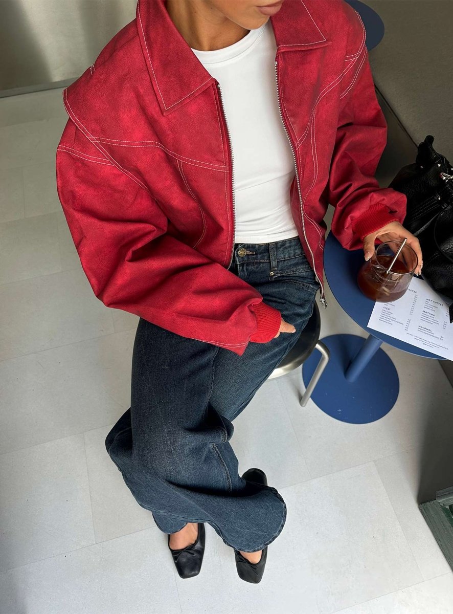 Vista Bomber Ceket - Kızıl (Crimson) - Phentora