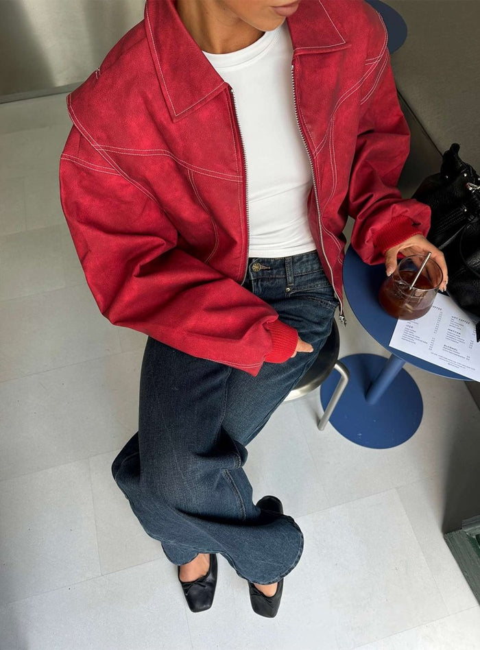 Vista Bomber Ceket - Kızıl (Crimson) - Phentora