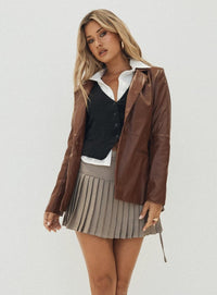Morrison Suni Deri Blazer - Kahverengi - Phentora
