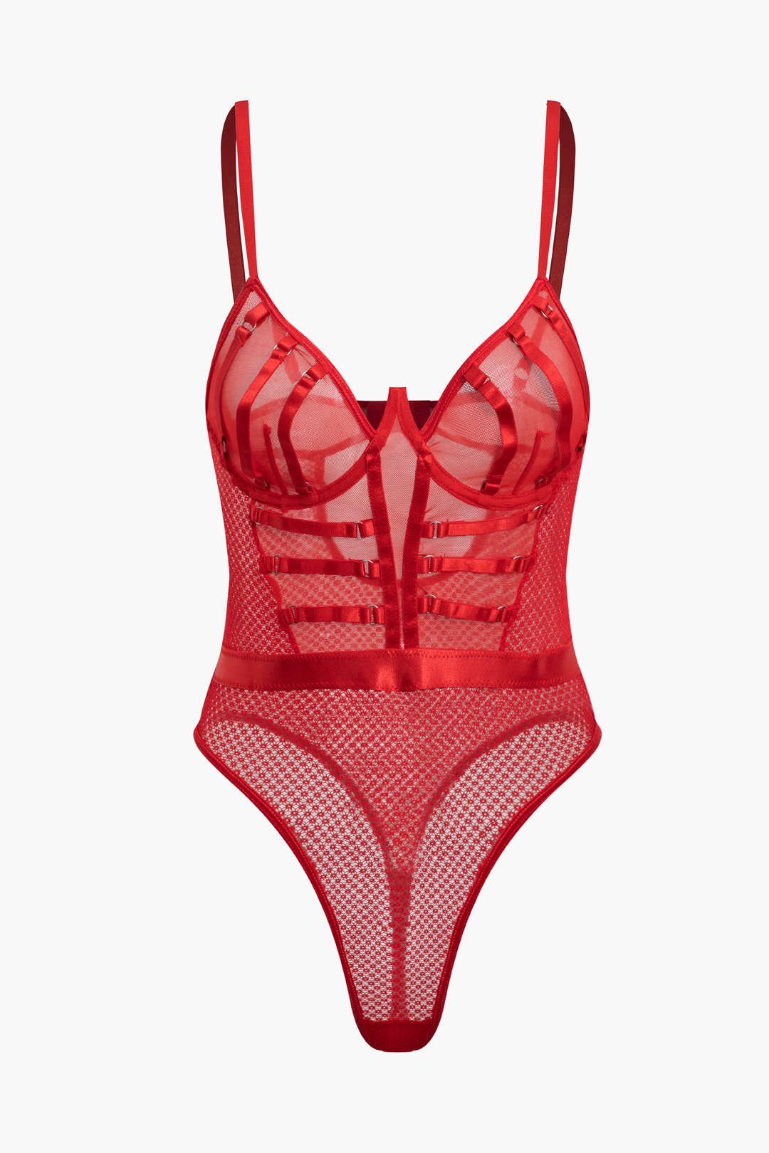 File Şeffaf Sırt Dekolteli Büstiyer İç Giyim Bodysuit - Phentora