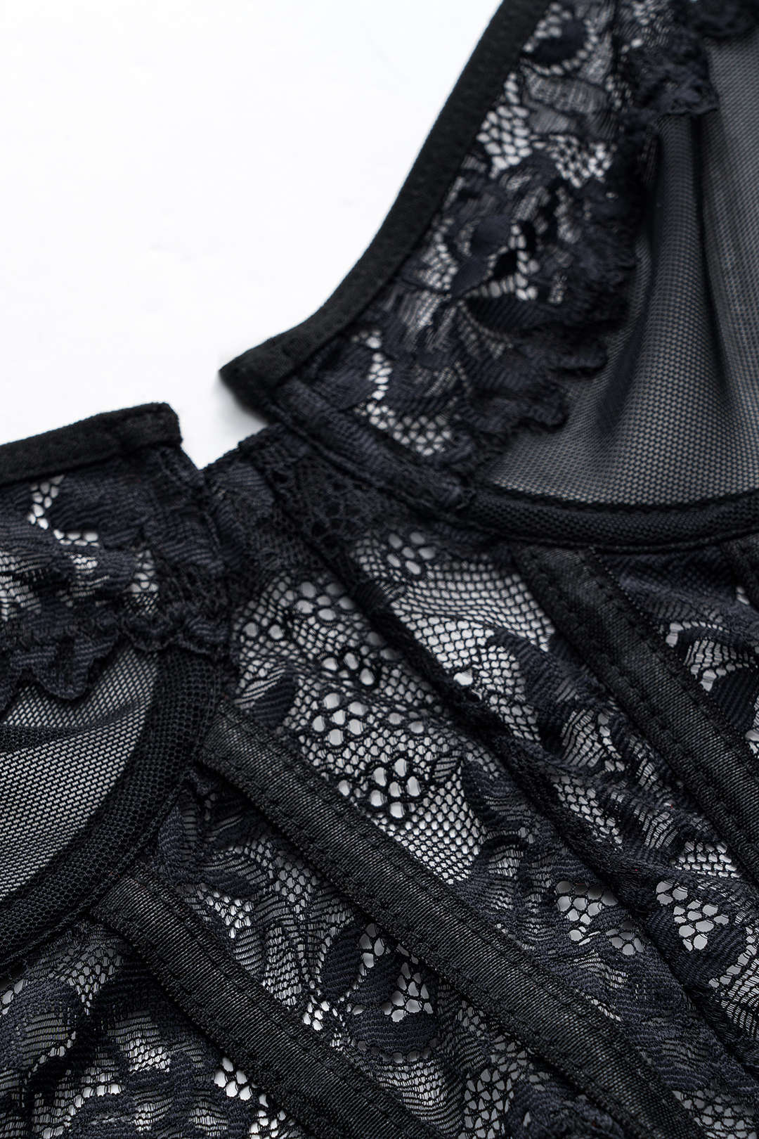 Tül ve Dantelli Büstiyer Korse Bodysuit - Phentora