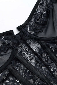 Tül ve Dantelli Büstiyer Korse Bodysuit - Phentora