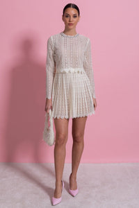 Dantel Mini Elbise Yüksek Yaka - Phentora