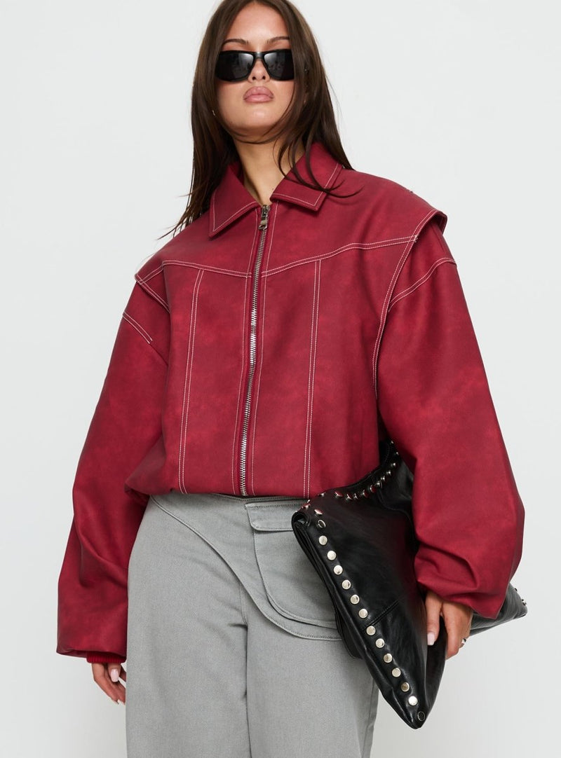 Vista Bomber Ceket - Kızıl (Crimson) - Phentora