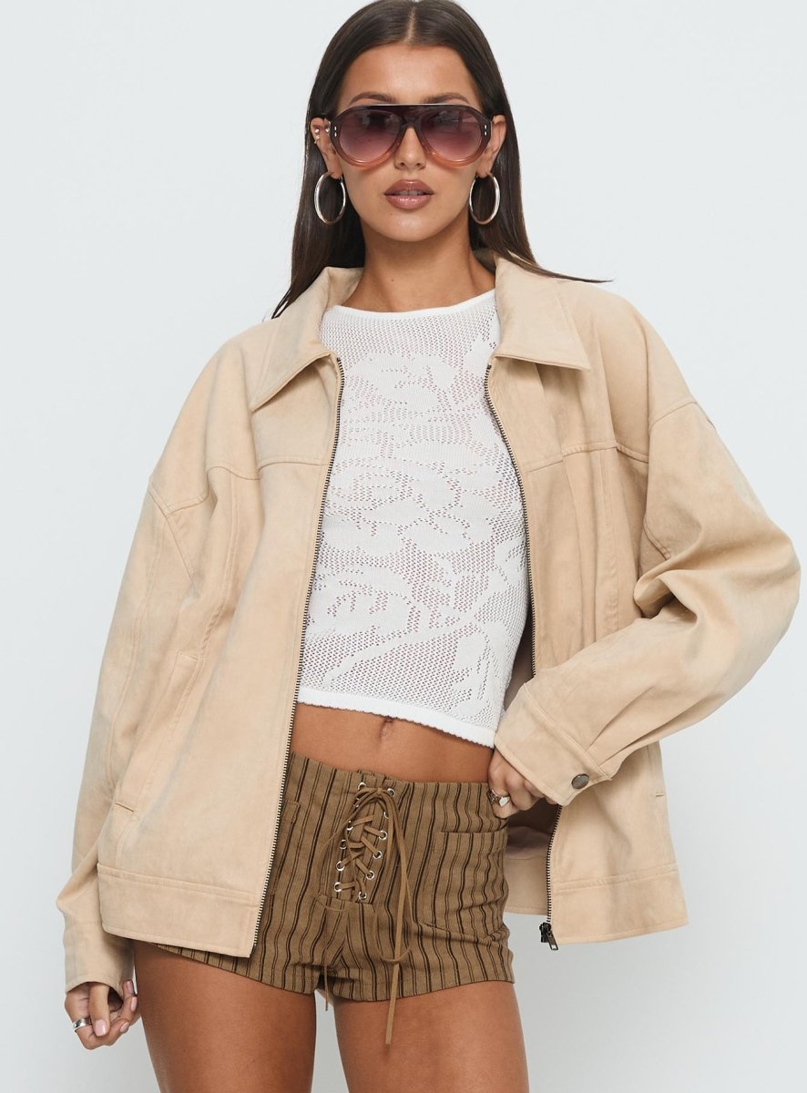 Goldsmith Suni Süet Bomber Ceket - Bej - Phentora