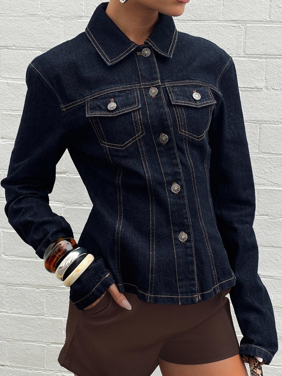 Rider Denim Ceket - Koyu Denim - Phentora