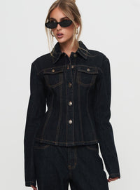 Rider Denim Ceket - Koyu Denim - Phentora