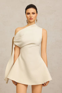 Calwa Asimetrik One Shoulder İspanyol Paça Mini Elbise