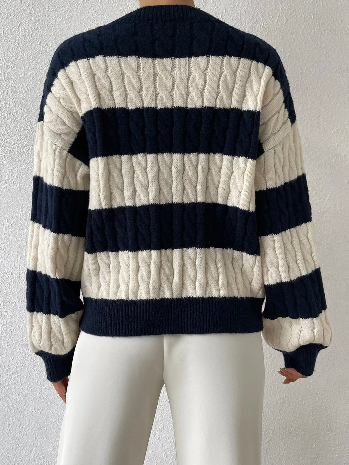 Varsity Çizgili Örgü Triko Kazak - Phentora