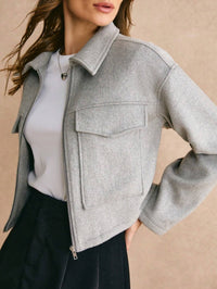 Gri Ridge - Fermuarlı Yün Ceket - Phentora