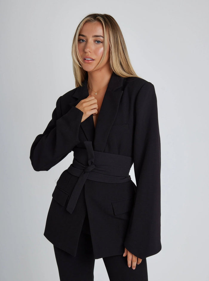 Topaz - Kuşak Detaylı Blazer Ceket - Phentora