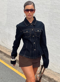 Rider Denim Ceket - Koyu Denim - Phentora