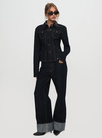 Rider Denim Ceket - Koyu Denim - Phentora