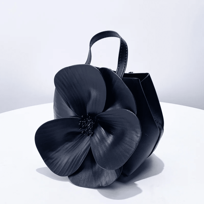 Şık 3D Petal Çiçek Düz Renk Yaka Çanta - Phentora