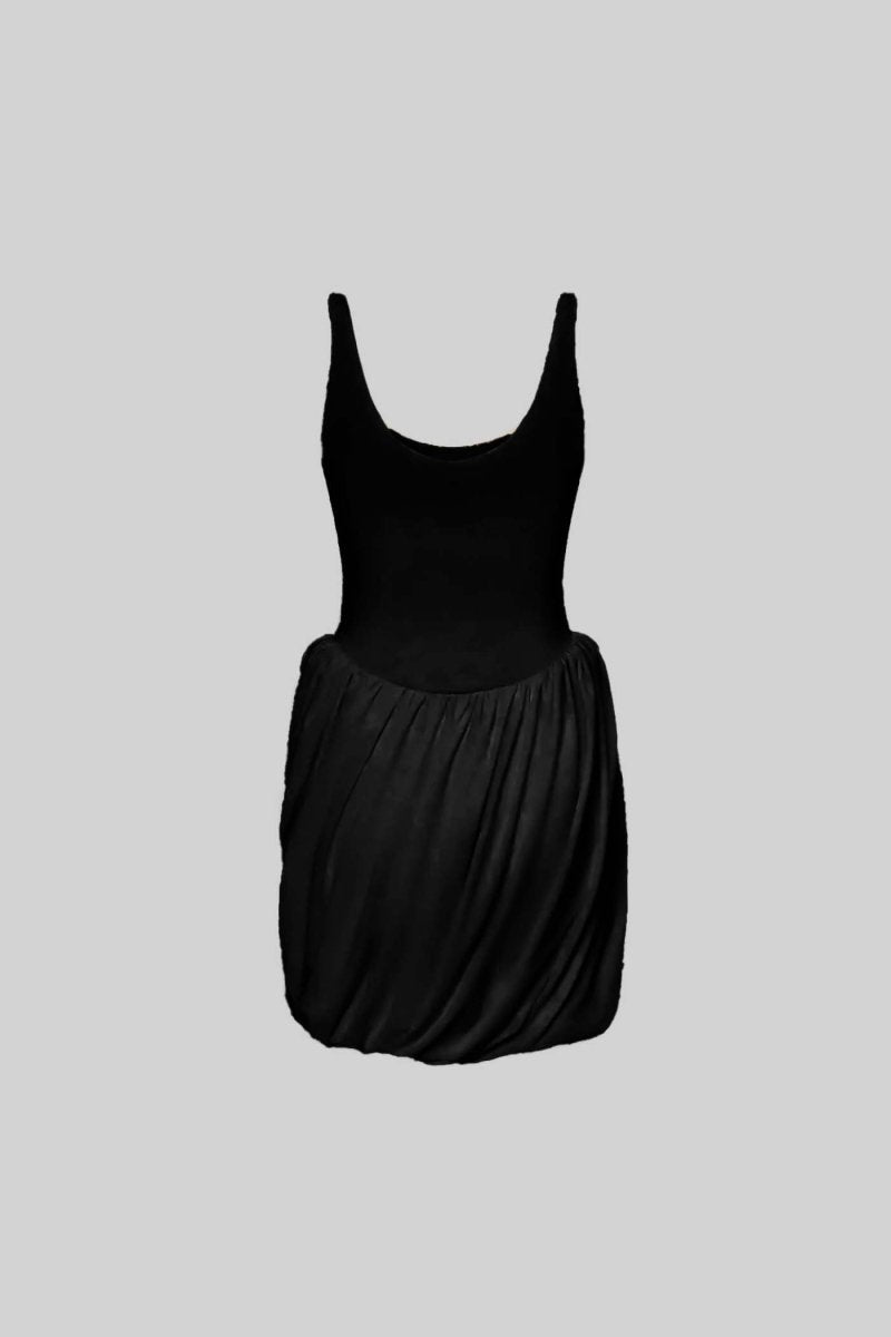Mini Elbise - Yırtmaç Detaylı - Siyah - Phentora