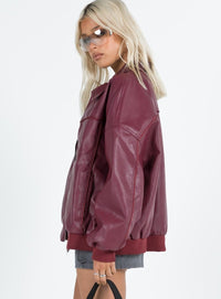 Goldsmith Suni Deri Bomber Ceket - Bordo - Phentora
