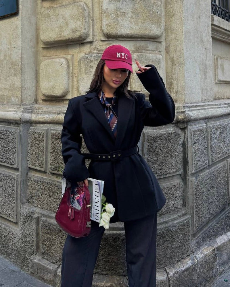 Midnight Kemerli Güç Blazer Ceket - Phentora