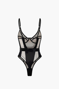 File Şeffaf Sırt Dekolteli Kolsuz Bodysuit - Phentora