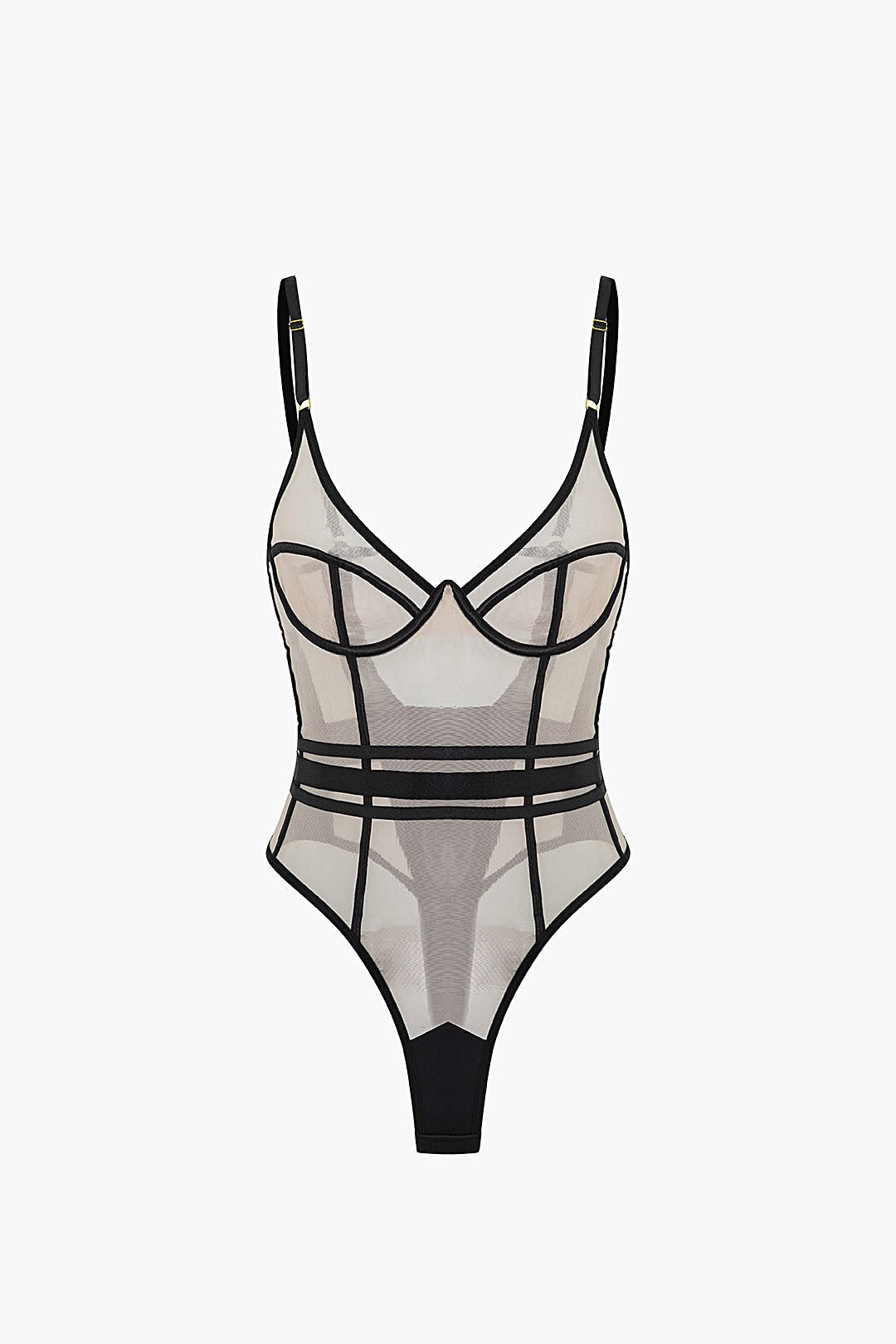 File Şeffaf Sırt Dekolteli Kolsuz Bodysuit - Phentora