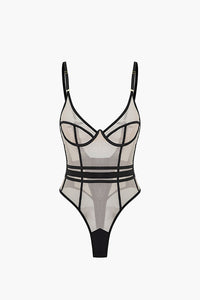 File Şeffaf Sırt Dekolteli Kolsuz Bodysuit - Phentora