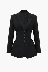 Düğmeli Notched Yaka Blazer - Phentora