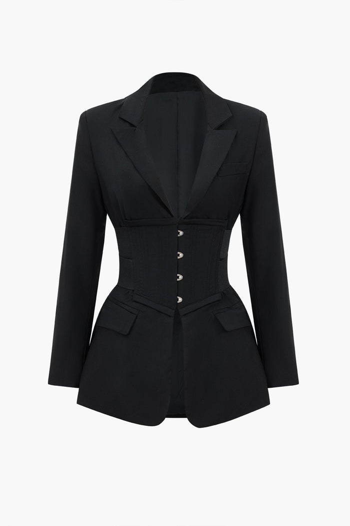 Düğmeli Notched Yaka Blazer - Phentora