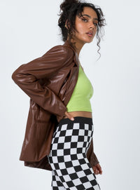Morrison Suni Deri Blazer - Kahverengi - Phentora