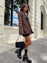 Morrison Suni Deri Blazer - Kahverengi - Phentora