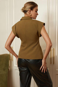 Olive Grace Sleeveless Blazer - Phentora