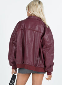 Goldsmith Suni Deri Bomber Ceket - Bordo - Phentora