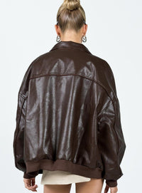 Goldsmith Suni Deri Bomber Ceket - Kahverengi - Phentora