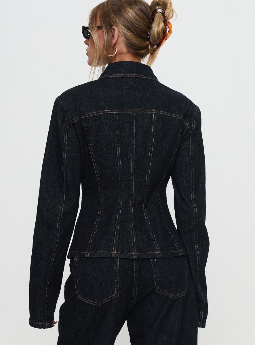 Rider Denim Ceket - Koyu Denim - Phentora