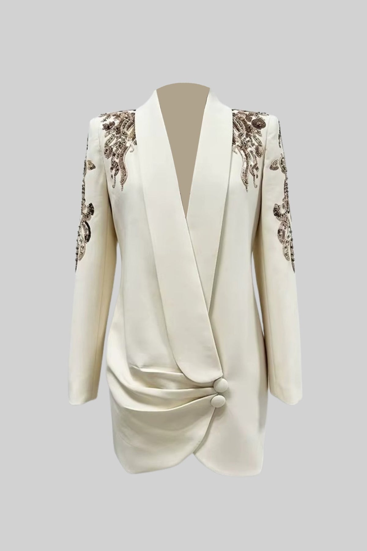 Karmaşık Omuz İşlemeli Drapeli Blazer - Phentora