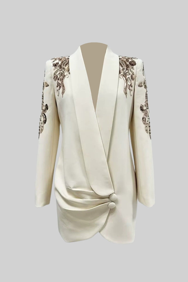 Karmaşık Omuz İşlemeli Drapeli Blazer - Phentora