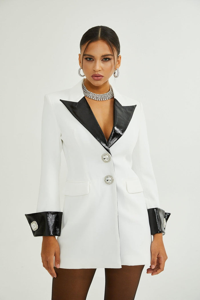 Aurora Siyah - Beyaz Blazer Elbise - Phentora