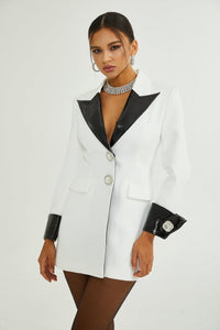 Aurora Siyah - Beyaz Blazer Elbise - Phentora