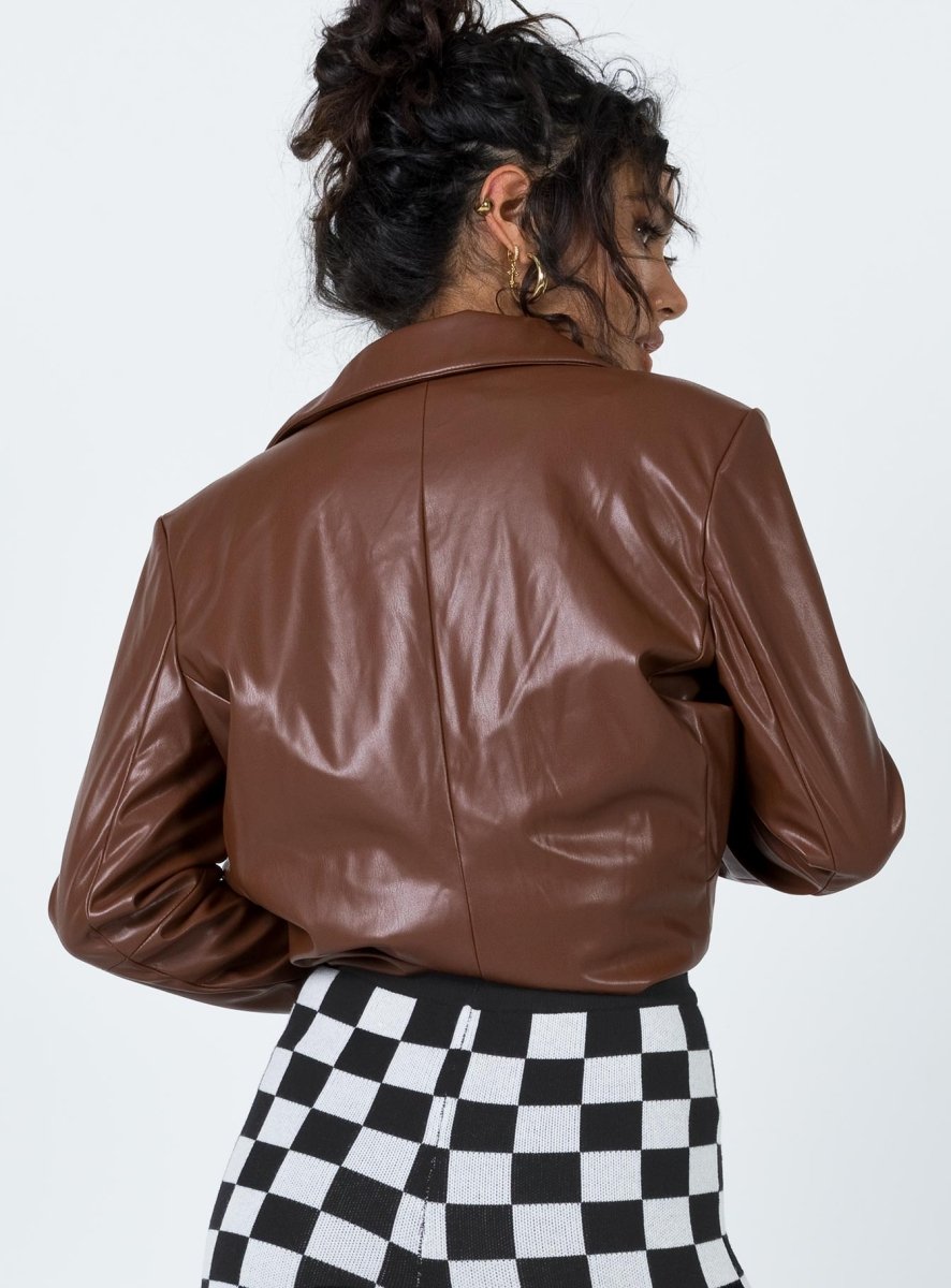 Morrison Suni Deri Blazer - Kahverengi - Phentora