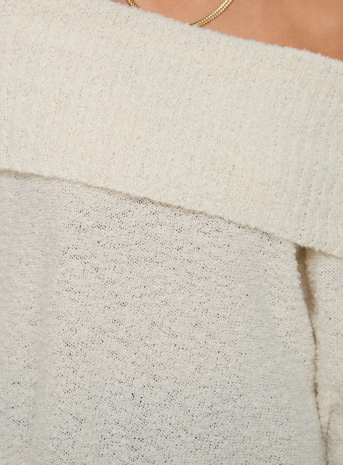 Parkley Bouclé Omuz Açık Kazak - Krem - Phentora