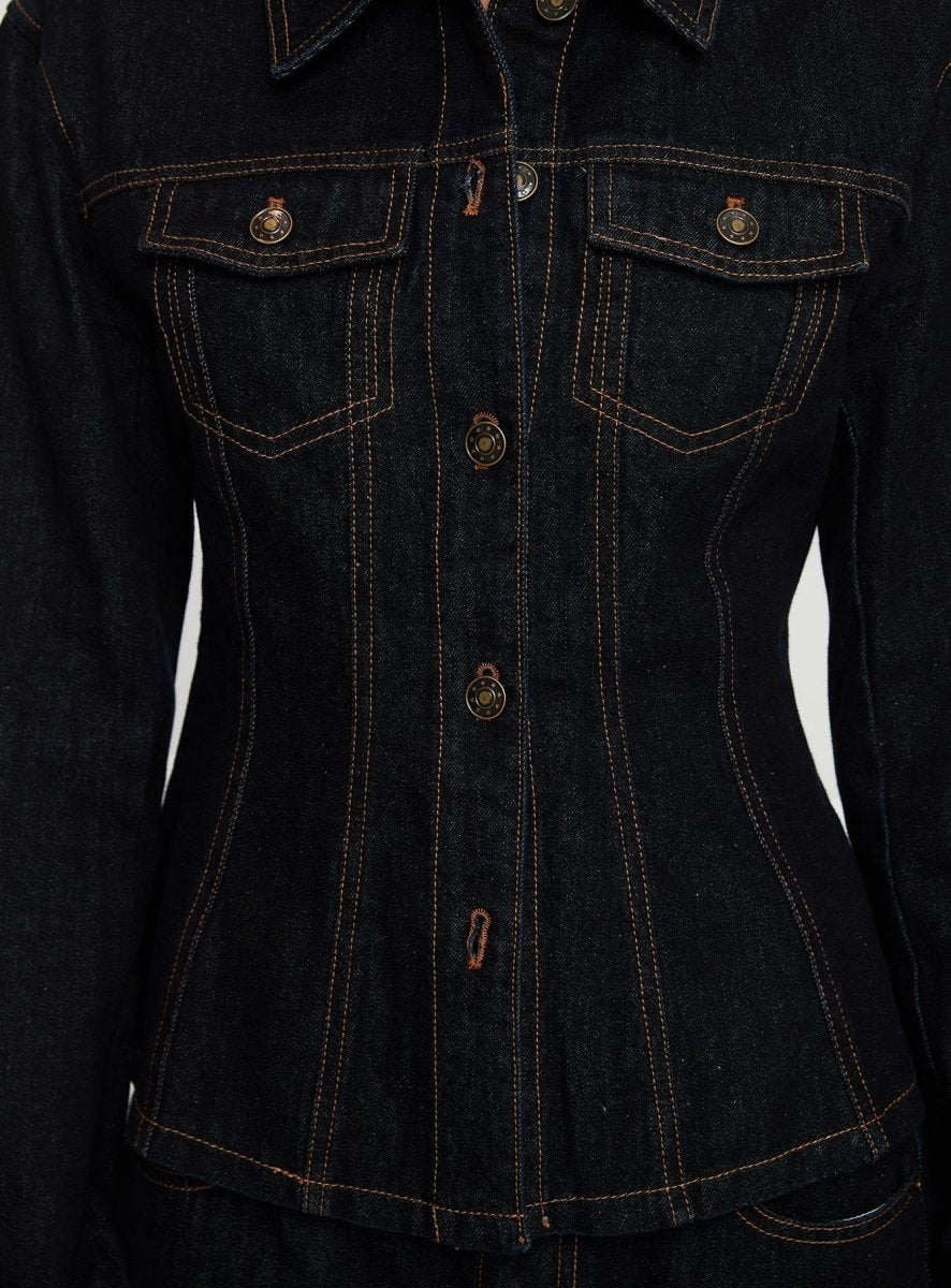 Rider Denim Ceket - Koyu Denim - Phentora