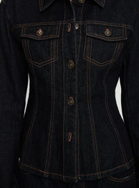 Rider Denim Ceket - Koyu Denim - Phentora