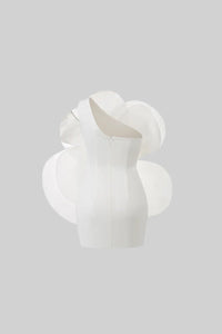3D Hacimli Organze Çiçek Desenli Mini Elbise - Phentora
