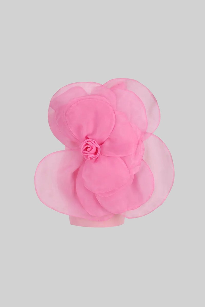 3D Hacimli Organze Çiçek Desenli Mini Elbise - Phentora