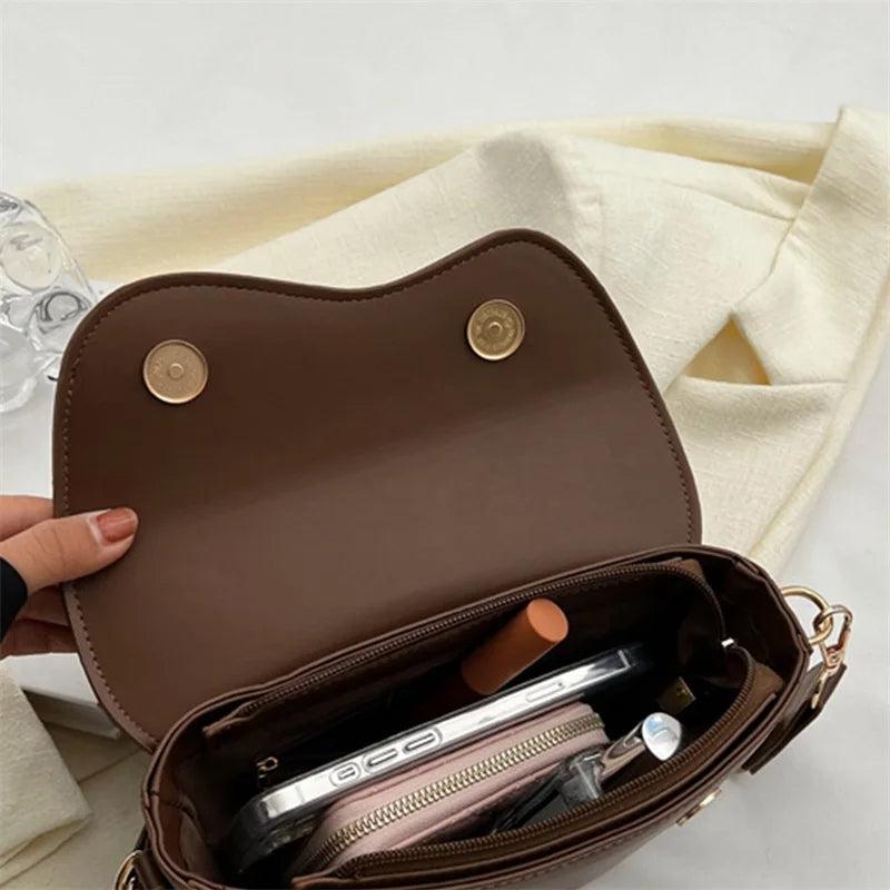 Minimalist Dalga Deri Crossbody Çanta - Phentora
