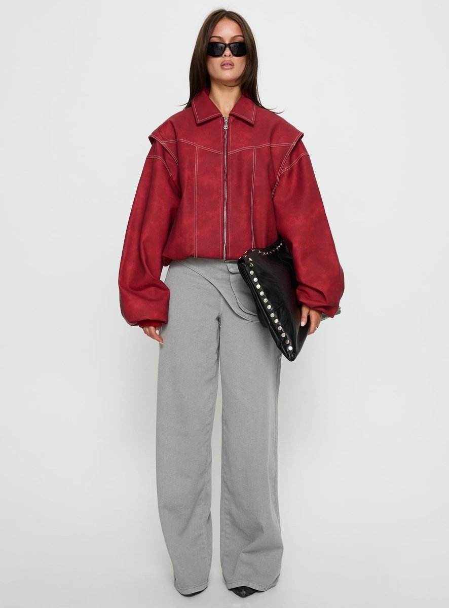 Vista Bomber Ceket - Kızıl (Crimson) - Phentora