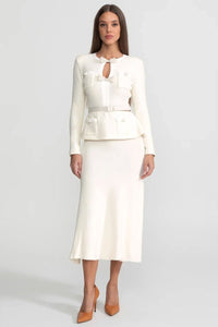 Tüvit Peplum Örgü Midi Elbise - Phentora