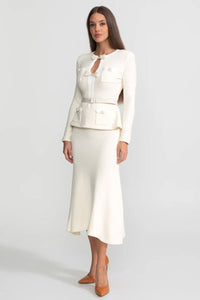 Tüvit Peplum Örgü Midi Elbise - Phentora