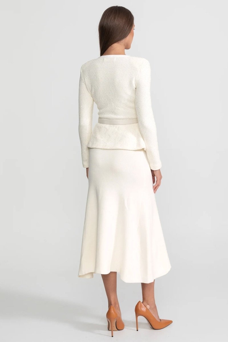 Tüvit Peplum Örgü Midi Elbise - Phentora