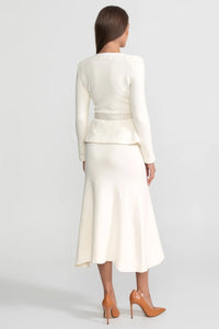 Tüvit Peplum Örgü Midi Elbise - Phentora