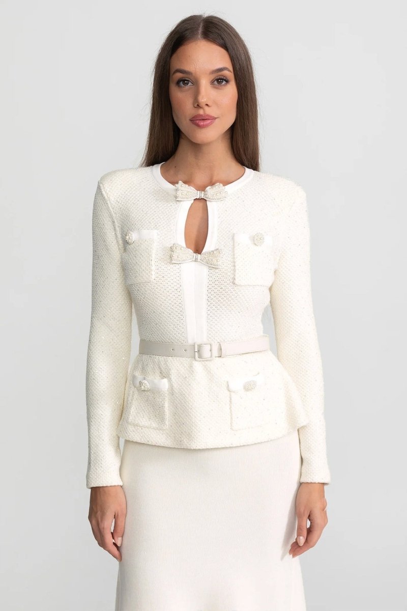 Tüvit Peplum Örgü Midi Elbise - Phentora